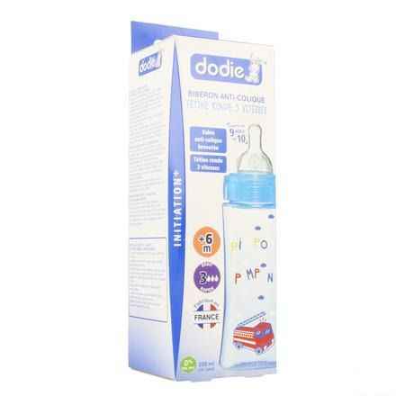 Dodie Zuigfles Iniiation + Speen 3 Gat Blauw 330 ml