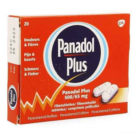 Panadol Plus 500 mg/65 mg Comprimes Pellicules 20 New