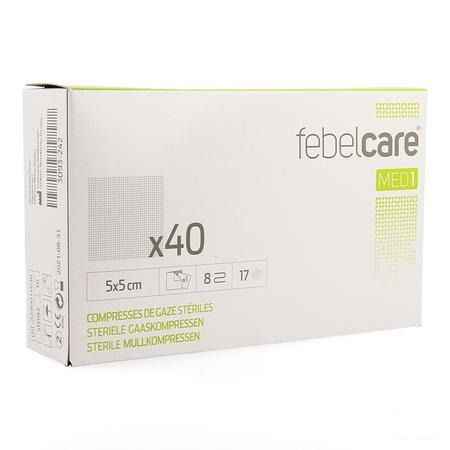 Febelcare Compresse Gaze Sterile 5,0x 5,0cm 40x1