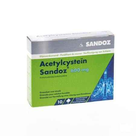 Acetylcystein Sandoz 600 mg Granul. Drank Zakje 10 