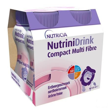 Nutrinidrink Compact Multi Fibre Aardbei 4x125 ml  -  Nutricia