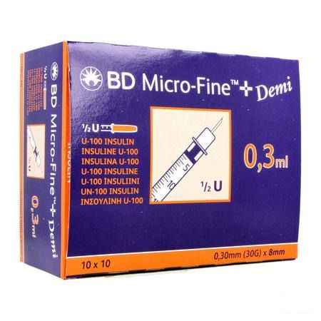 Bd Microfine+ Ins.Sp.Demi 0,3  ml 30G 8Mm 100 324826