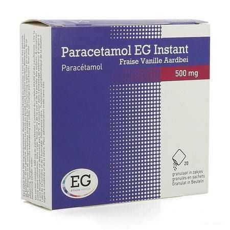 Paracetamol Eg Inst.500 mg Vanil-Aardbei Zakje 20  -  EG