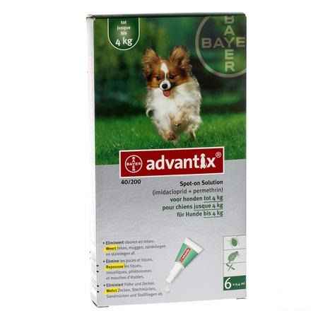 Advantix 40 - 200 Honden < 4kg Flacon 6x0,4 ml
