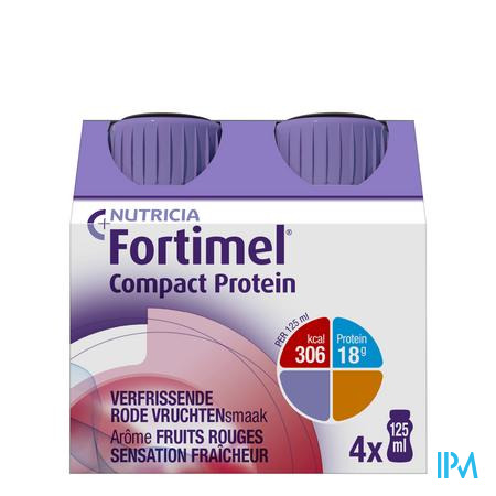 Fortimel Compact Protein Fris Rode Vrucht. 4x125 ml  -  Nutricia