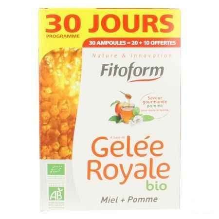 Gelee Royale Bio Miel-fructose Ampoule 20 + 10 Fitoform  -  Bioholistic Diffusion