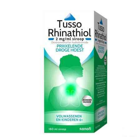 Tusso Rhinathiol 2 mg/ml Siroop Volwassen zonder suiker 180 ml