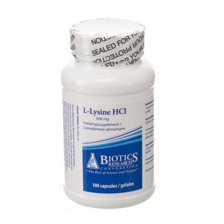 Biotics L-Lysine HCL 500mg 100 capsules  -  Energetica Natura