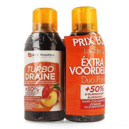 Turbodraine Groene Thee Perzick Duo 2x500 ml  -  Forte Pharma