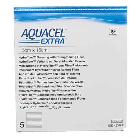 Aquacel Extra Pansement Hydrofiber + renf.fibr.15x15cm 5  -  Convatec