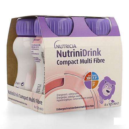 Nutrinidrink Compact Multi Fibre Aardbei 4x125 ml  -  Nutricia