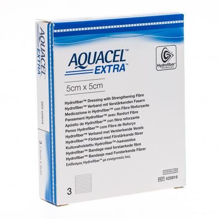 Aquacel Extra Pansement Hydrofiber + renf.fibr. 5x 5cm 3  -  Convatec