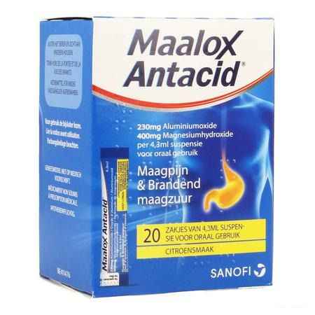 Maalox Antacid Lemon 230 mg/400 mg Suspensie Or. 20x4,3 ml