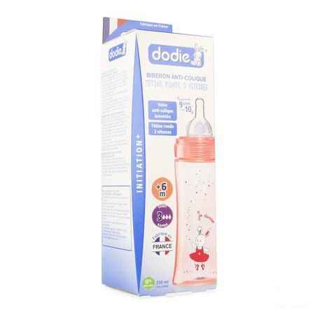 Dodie Zuigfles Iniiation + Speen 3 Gat Roos 330 ml