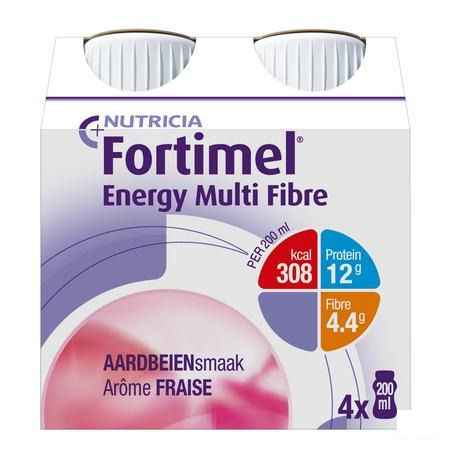 Fortimel Energy Multi Fibre Fraise 4x200 ml  -  Nutricia