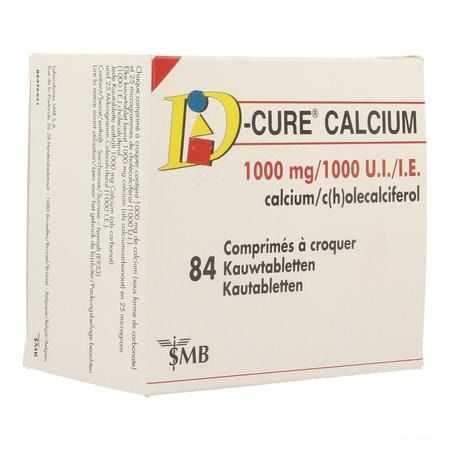 D Cure Calcium 1000 mg/1000UI Kauwtabletten 84