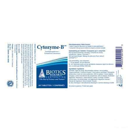 Biotics Cytozyme-B 60 comprimés  -  Energetica Natura