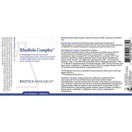 Biotics Rhodiola Complex 60 capsules  -  Energetica Natura