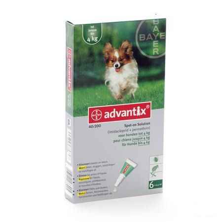 Advantix 40 - 200 Honden < 4kg Flacon 6x0,4 ml