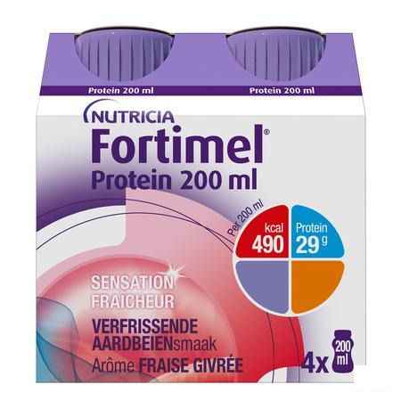 Fortimel Protein 200 ml Aardbei Verfrissend 4X200 ml  -  Nutricia