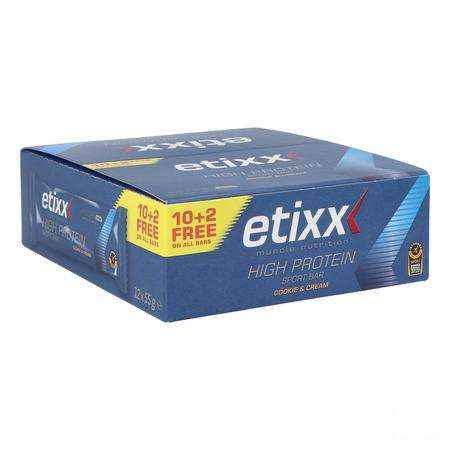 Etixx High Protein Bar Cookie & Cream 12X55G  -  Ceres Pharma