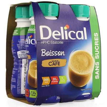 Delical Melkdrank Hp-hc zonder suiker Koffie 4x200 ml  -  Bs Nutrition