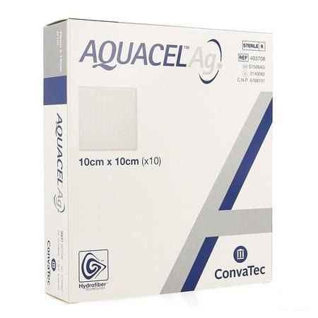 Aquacel Ag Verband Hydrofiber Ster 10x10cm 10 403708  -  Convatec