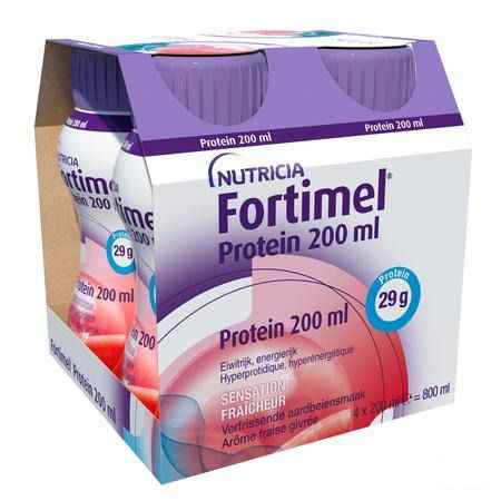 Fortimel Protein 200 ml Aardbei Verfrissend 4X200 ml  -  Nutricia