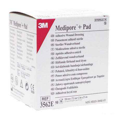 Medipore + Pad 3m 5x 7,2cm 50 3562e  -  3M
