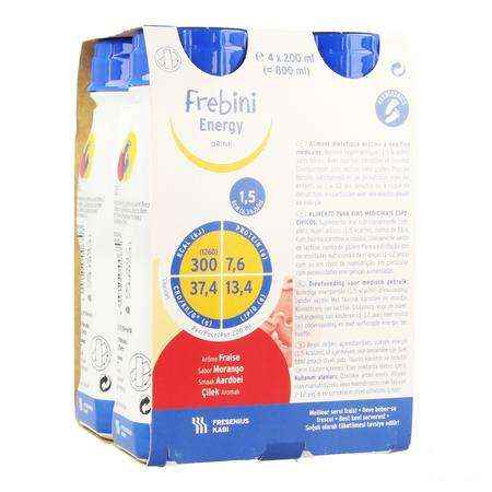 Frebini Energy Drink Enfant Fraise Flacon 4x200 ml  -  Fresenius