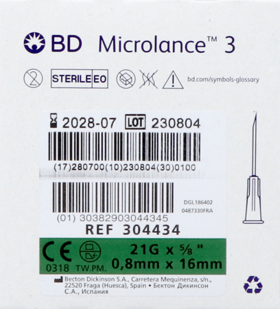 Bd Microlance 3 Naald 21G 5/8 Rb 0,8X16Mm Groen100