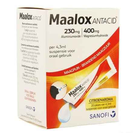 Maalox Antacid Lemon 230 mg/400 mg Suspensie Or. 20x4,3 ml