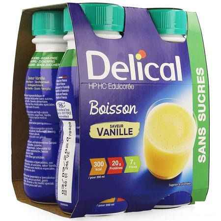 Delical Melkdrank Hp-hc zonder suiker Vanille 4x200 ml  -  Bs Nutrition