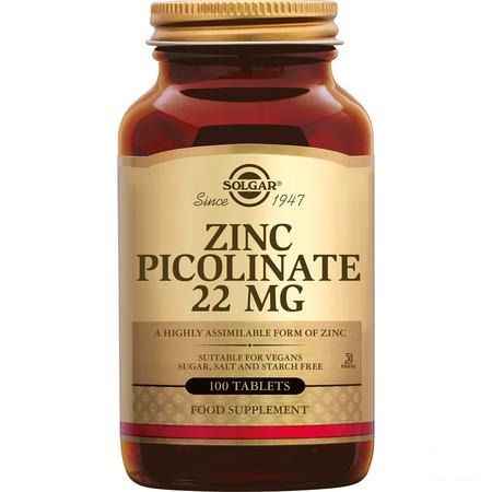 Solgar Zinc Picolinate Comprimes 100x22 mg  -  Solgar Vitamins
