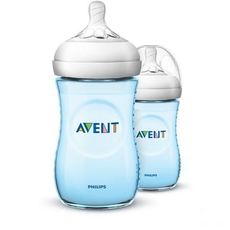 Philips Avent Natural 2.0 Zuigfles 260 ml Blauw Duo Scf035/27  -  Bomedys