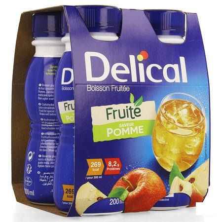 Delical Vruchtendrank Appel 4x200 ml  -  Bs Nutrition