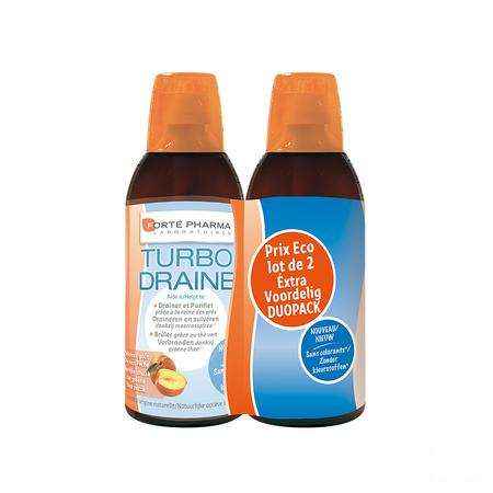 Turbodraine Groene Thee Perzick Duo 2x500 ml  -  Forte Pharma
