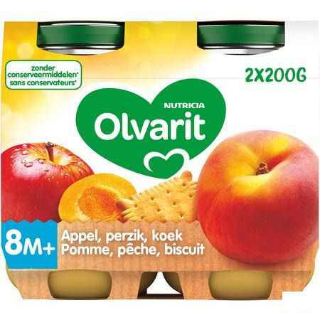Olvarit Fruit Appel Perzik Koek 2x200 gr 8m54  -  Nutricia